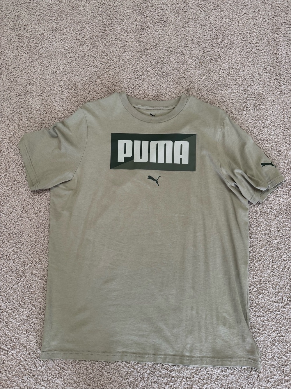Puma Olive Green Logo Short Sleeve Tee